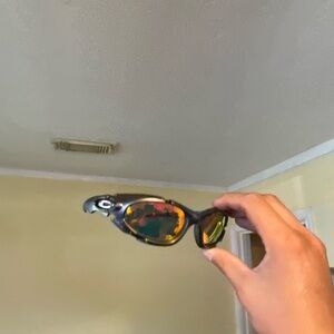 Black Sport Sunglasses with Amber-Green Mirrored Lenses Oakley